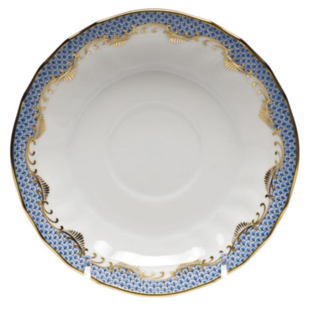 HEREND FISH SCALE LIGHT BLUE BREAD AND BUTTER PLATE