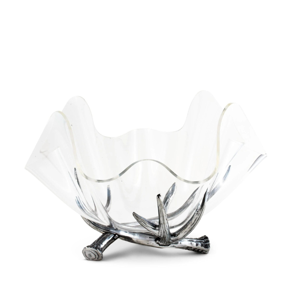 ARTHUR COURT ACRYLIC BOWL WITH ANTLER STAND