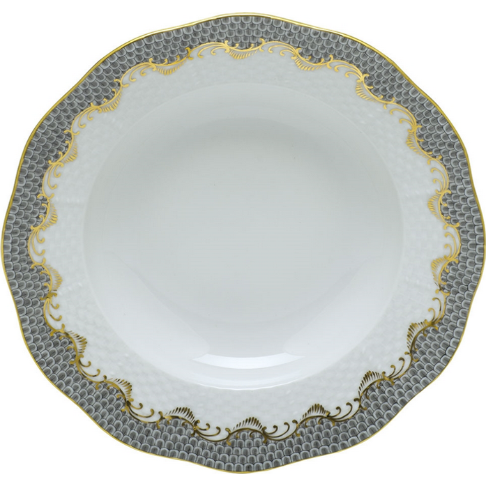 HEREND FISH SCALE GRAY DESSERT PLATE