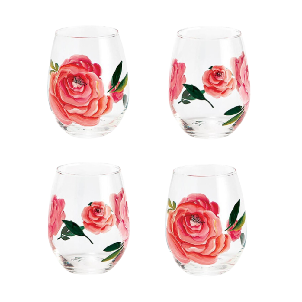 TWO'S COMPANY INDIVIDUALLY SOLD ROSE STEMLESS WINE GLASSES