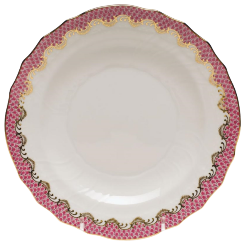 HEREND FISH SCALE PINK BREAD AND BUTTER PLATE