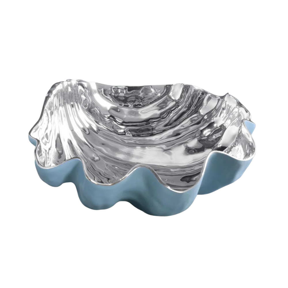 BEATRIZ BALL LARGE SILVER AND BLUE THANNI SHELL BOWL