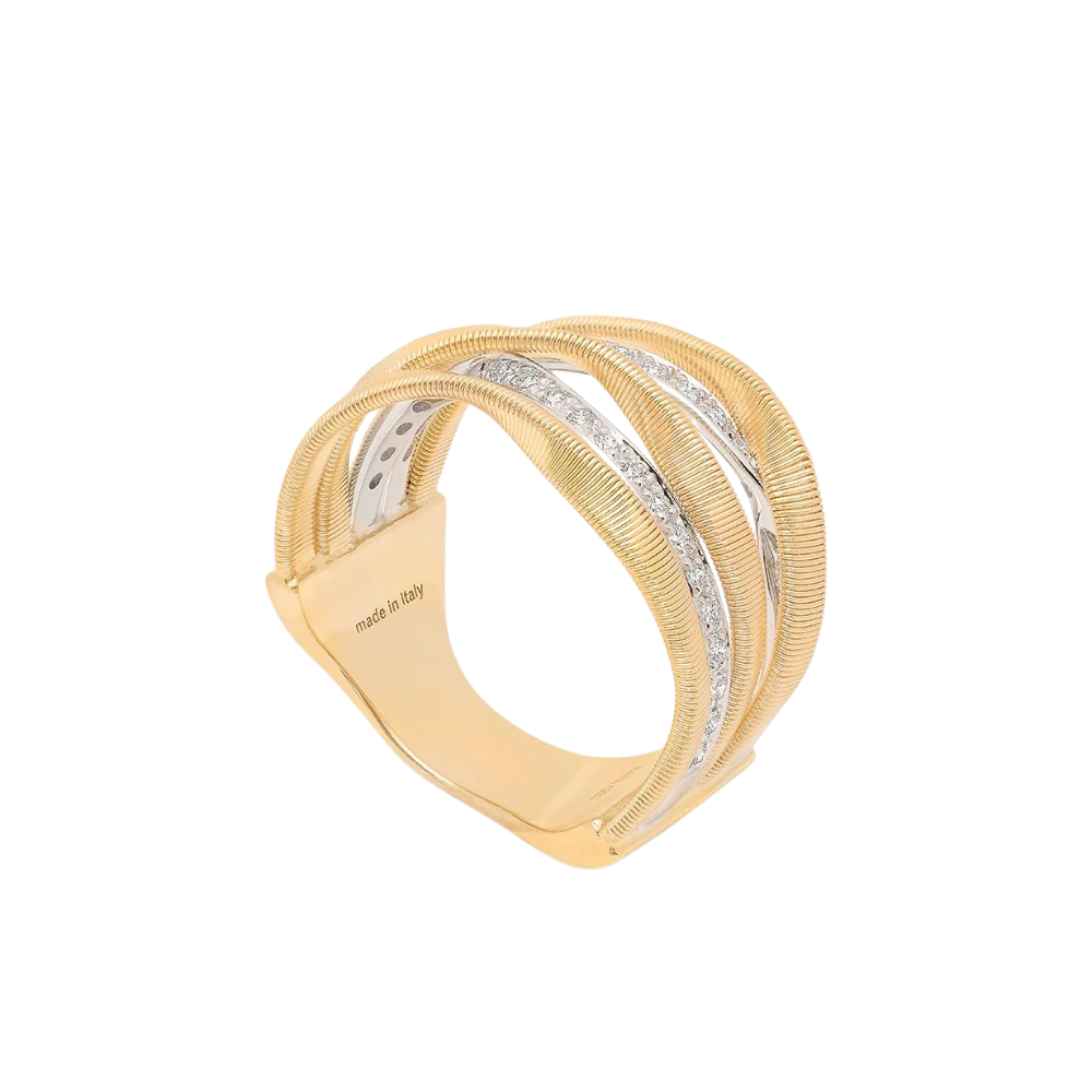 MARCO BICEGO 18K YELLOW GOLD MARRAKECH 5-BAND COIL RING WITH DIAMONDS