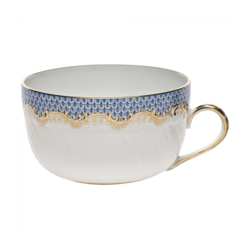 HEREND FISH SCALE LIGHT BLUE CANTON TEACUP