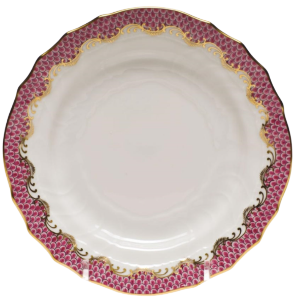 HEREND FISH SCALE PINK CANTON SAUCER
