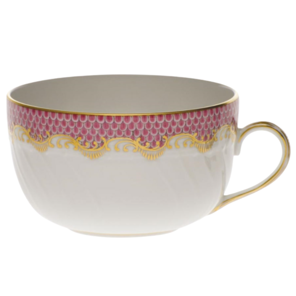 HEREND FISH SCALE PINK CANTON TEA CUP