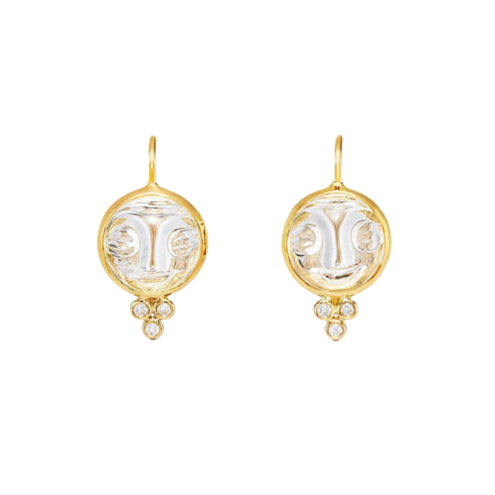 TEMPLE ST CLAIR 18K YELLOW GOLD MOONFACE EARRINGS