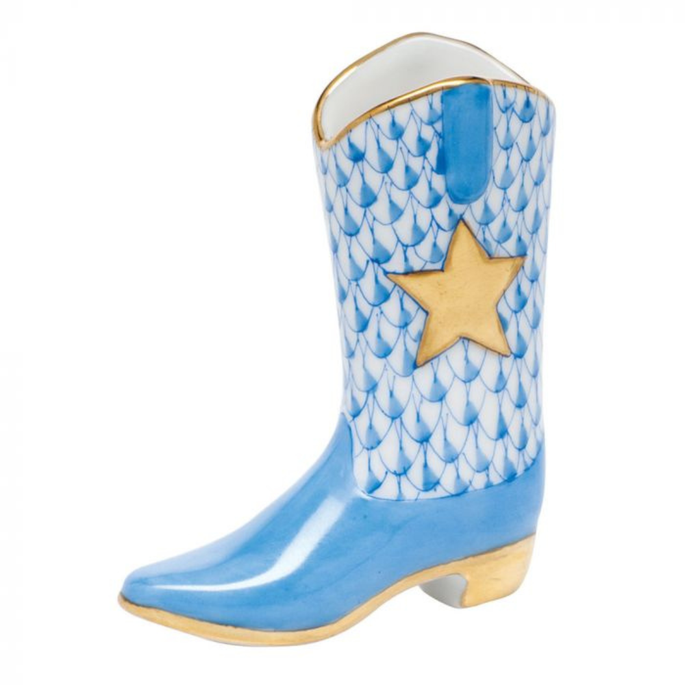 HEREND COWBOY AND COWGIRL BOOT BLUE
