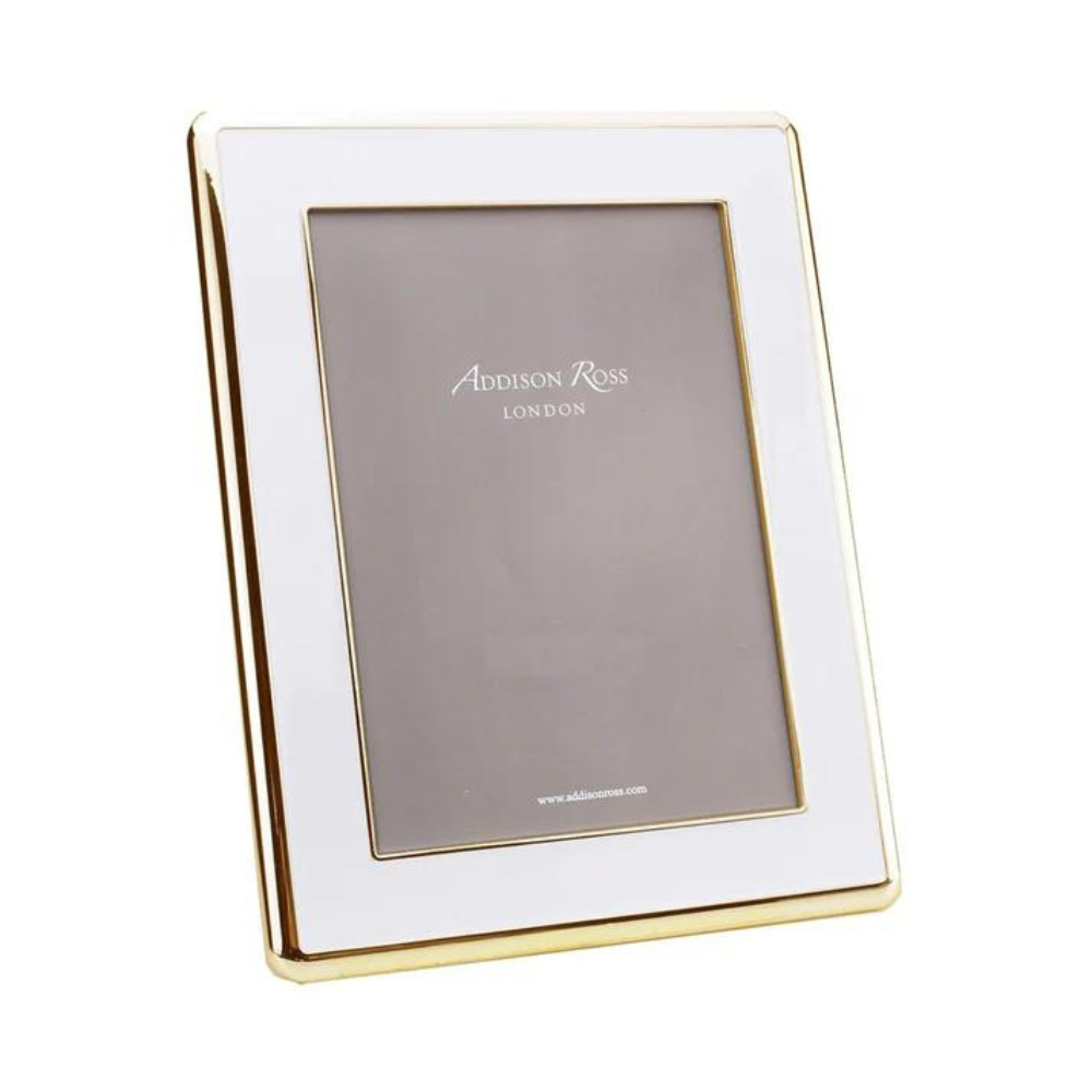 ADDISON ROSS White Enamel and Gold Curved Frame