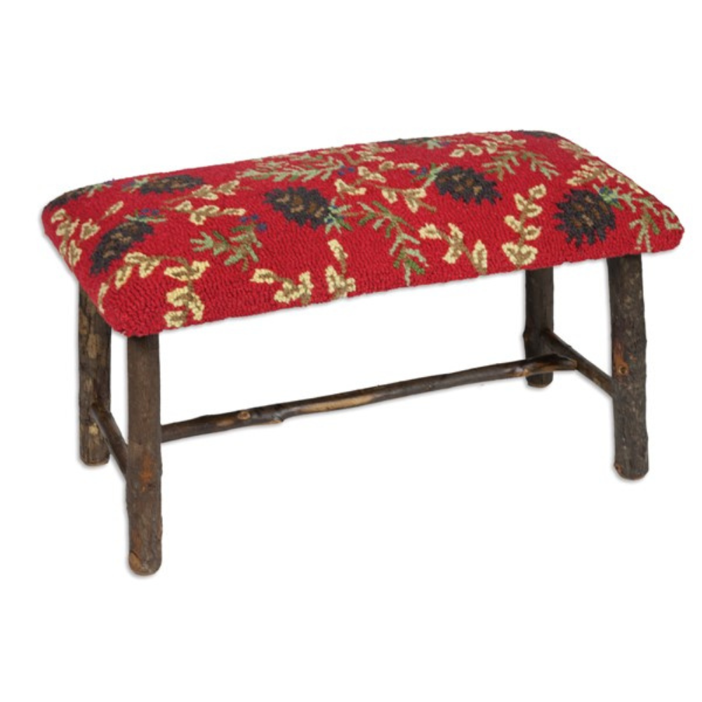 CHANDLER 4 CORNERS RUBY PINECONES BROWN HICKORY BENCH