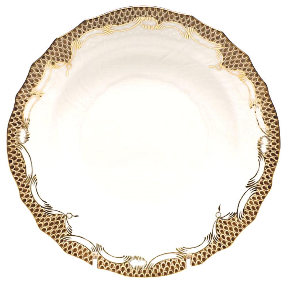 HEREND FISH SCALE BROWN DESSERT PLATE