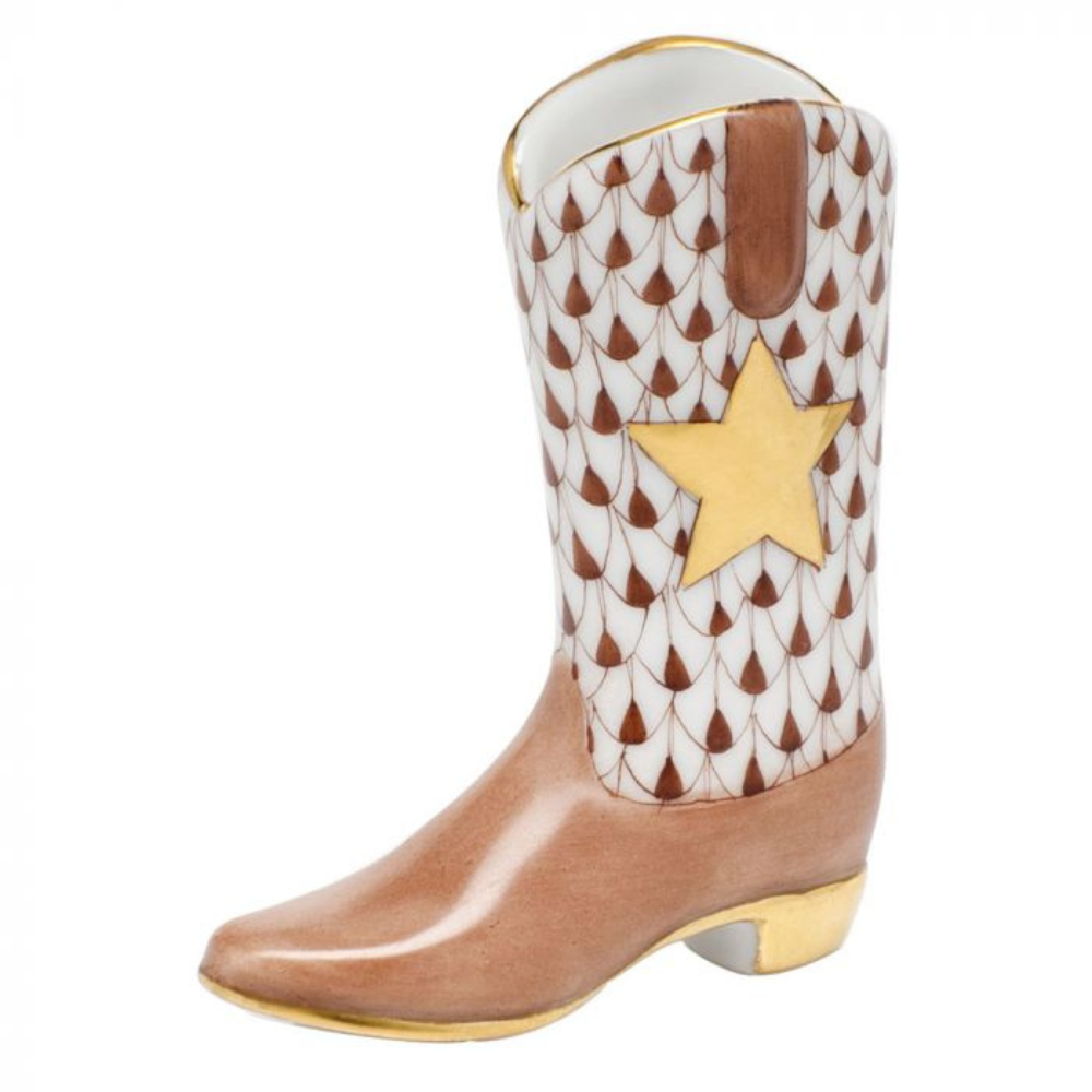 HEREND COWBOY AND COWGIRL BOOT CHOCOLATE