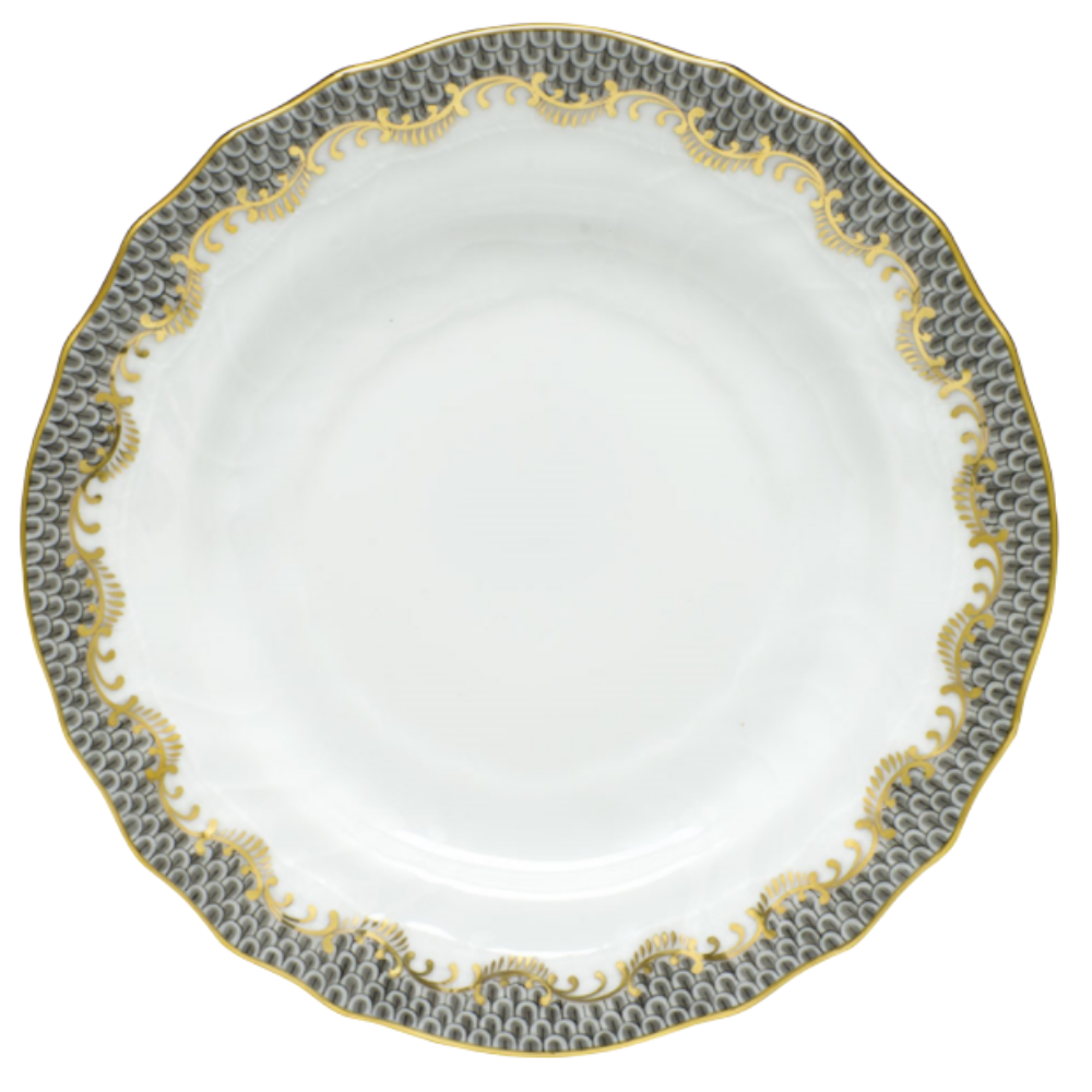 HEREND FISH SCALE GRAY BREAD AND BUTTER PLATE