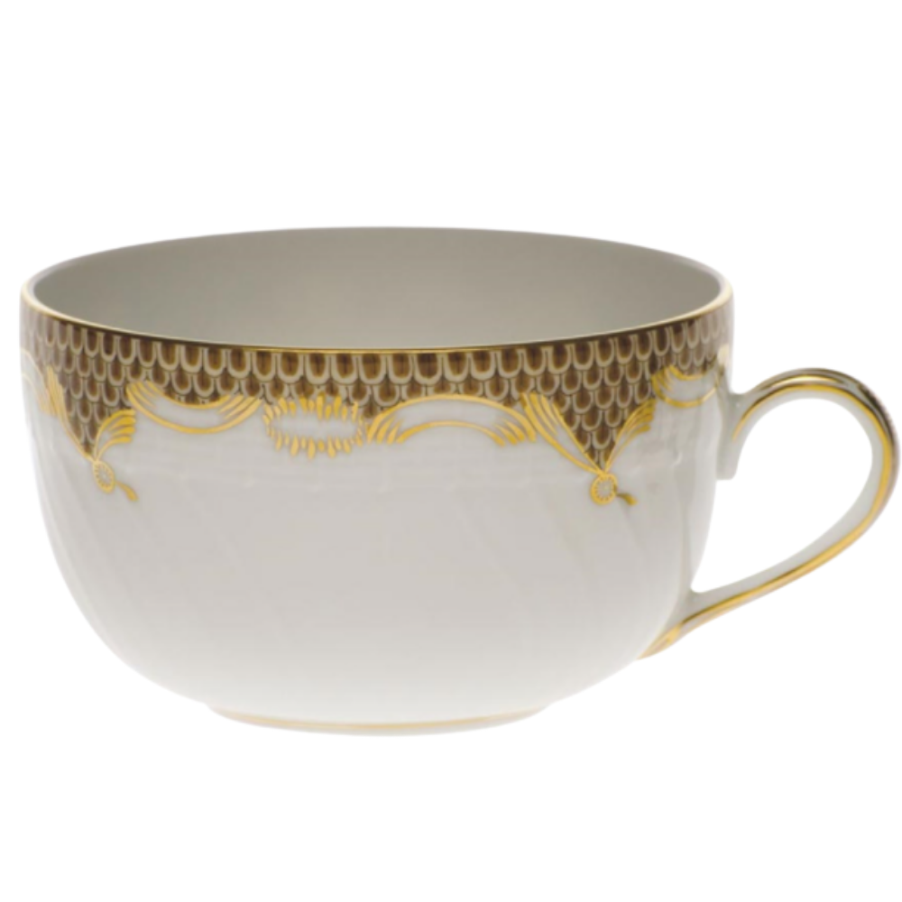 HEREND FISH SCALE BROWN CANTON TEA CUP