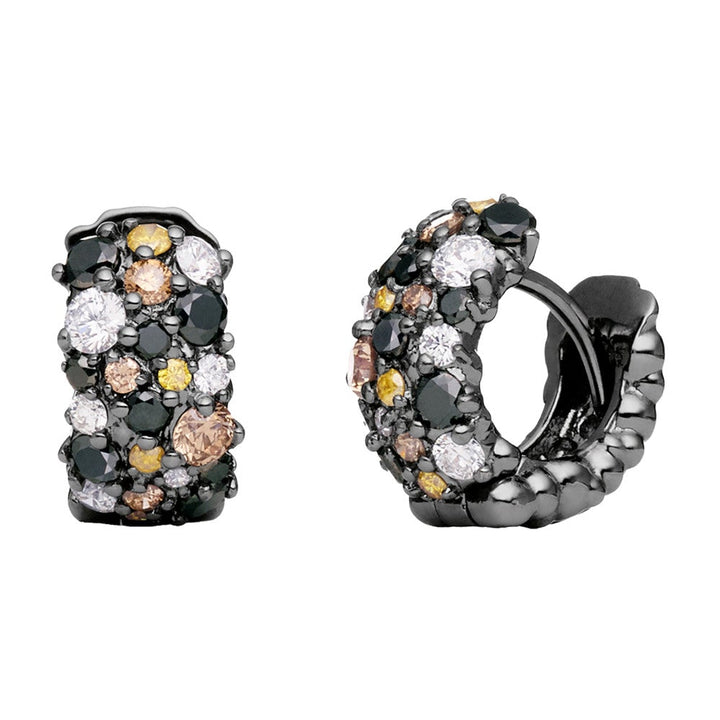 PAUL MORELLI 18K BLACK GOLD SMALL CONFETTI SNAP HOOP EARRINGS WITH DIAMONDS Default Title