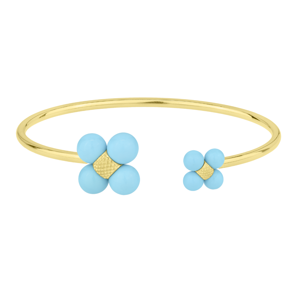 PAUL MORELLI 18K YELLOW GOLD TUBE BRACELET WITH SEQUENCE TURQUOISE AND GOLD