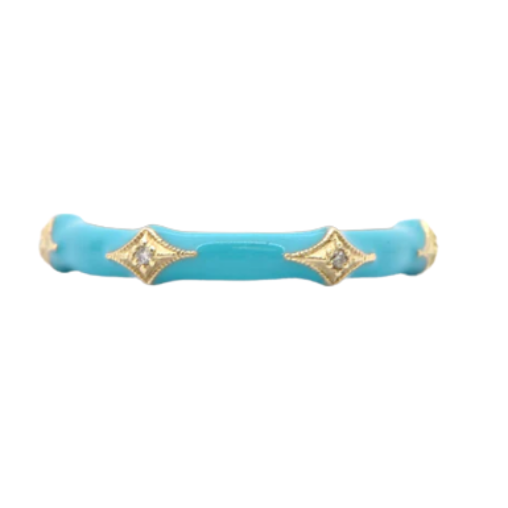 ARMENTA 18K YELLOW GOLD OVER STERLING SILVER WITH TURQUOISE ENAMEL AND DIAMONDS