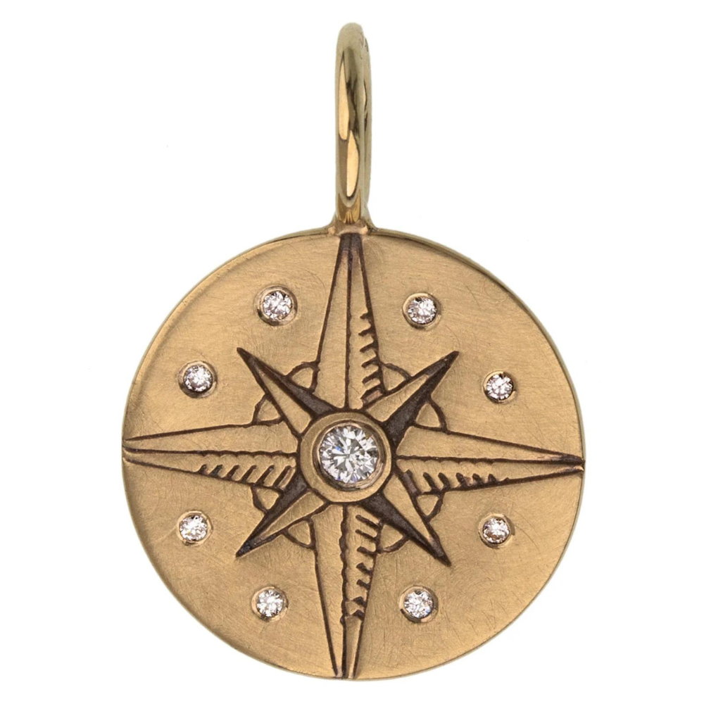 HEATHER B. MOORE GOLD ORNATE COMPASS ROSE CHARM