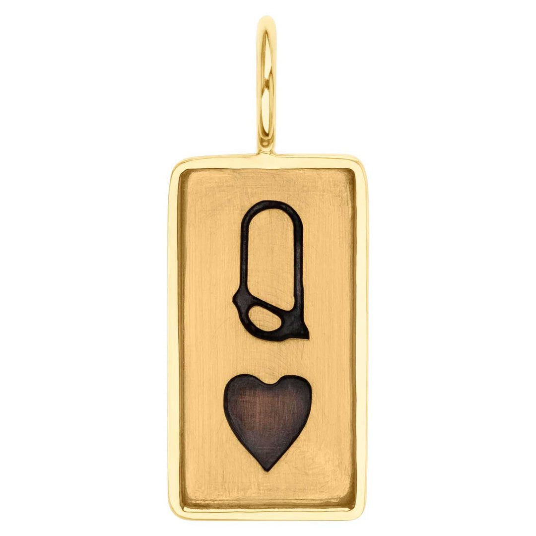 HEATHER B. MOORE YELLOW GOLD QUEEN OF HEARTS ID TAG