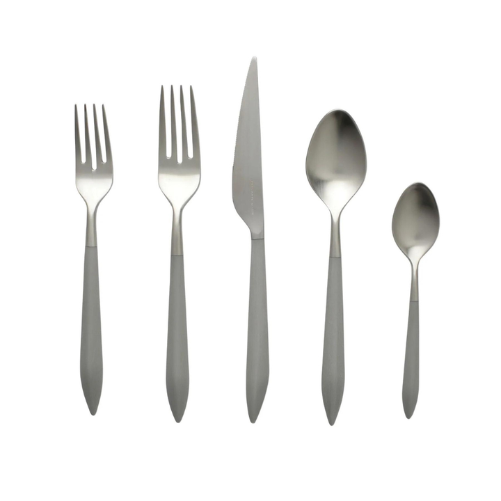 VIETRI ARES ARGENTO AND LIGHT GRAY FLATWARE 5-PIECE PLACE SETTING