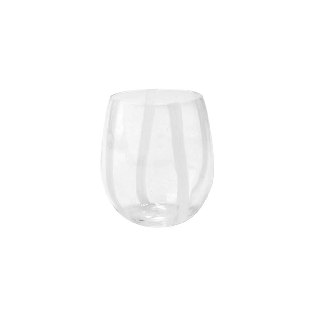VIETRI STRIPE STEMLESS WINE GLASS - WHITE