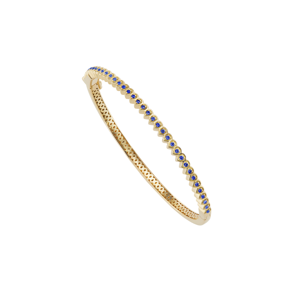 ORLY MARCEL 18K YELLOW GOLD PETAL BANGLE WITH SAPPHIRE