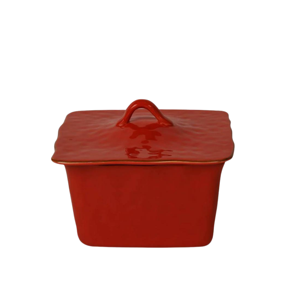 SKYROS POPPY RED SQUARE COVERED CASSEROLE