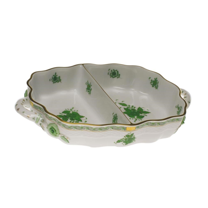 HEREND CHINESE BOUQUET GREEN HORS D'OEUVRE DISH
