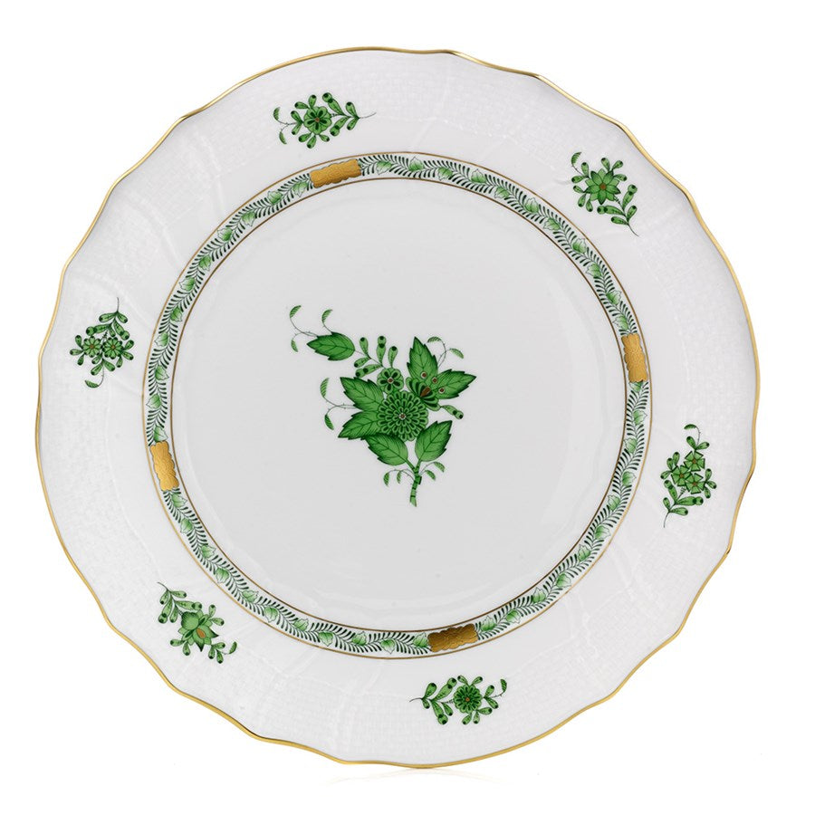 HEREND CHINESE BOUQUET GREEN DINNER PLATE