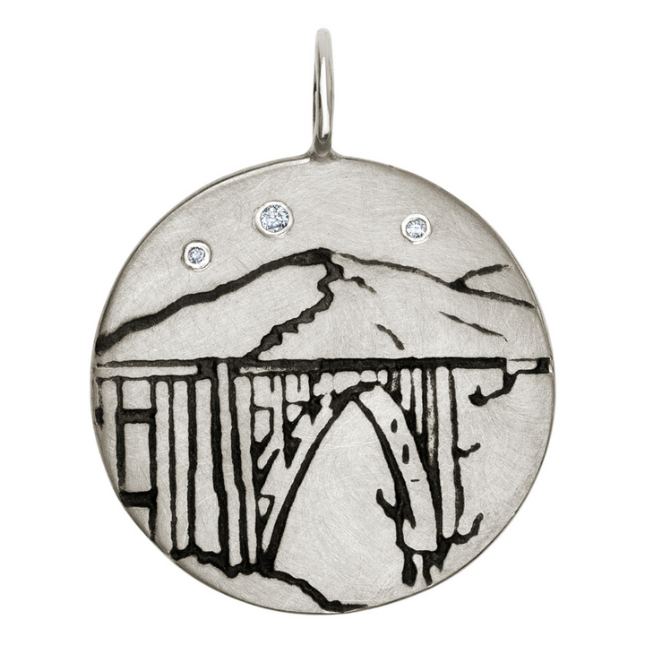 HEATHER B. MOORE STERLING SILVER STAMPED LARGE ROUND BIXBY BRIDGE CHARM