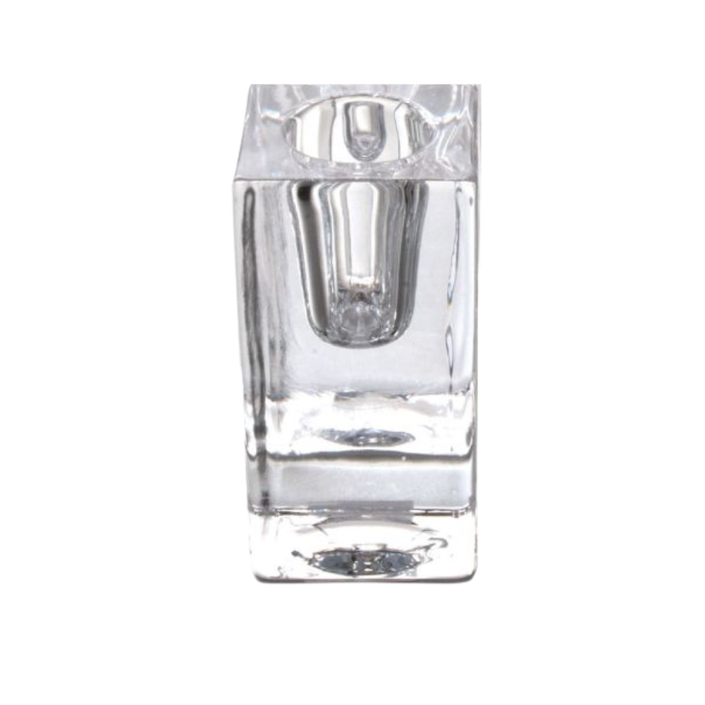 TAG CHUNKY CLEAR GLASS TAPER CANDLE HOLDER