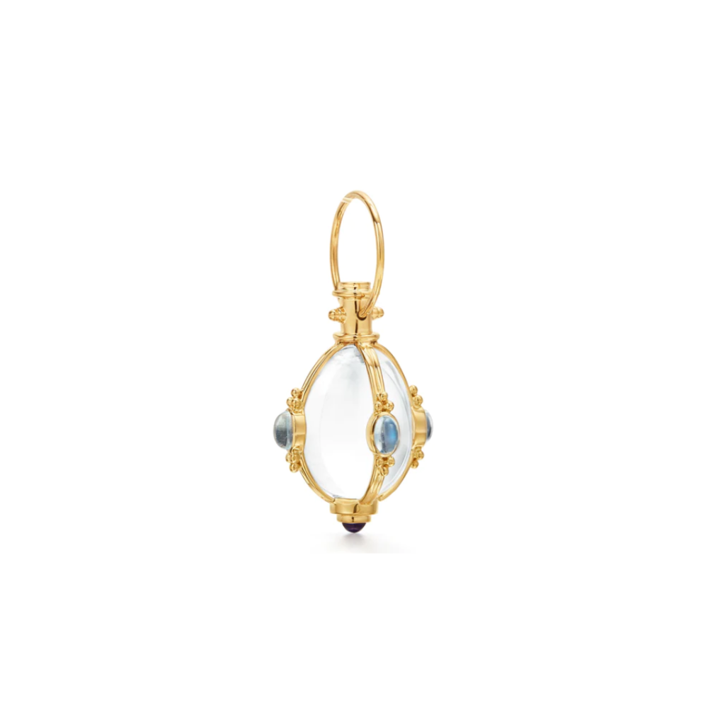 TEMPLE ST CLAIR 18K YELLOW GOLD CLASSIC ROCK CRYSTAL AMULET WITH BLUE MOONSTONE