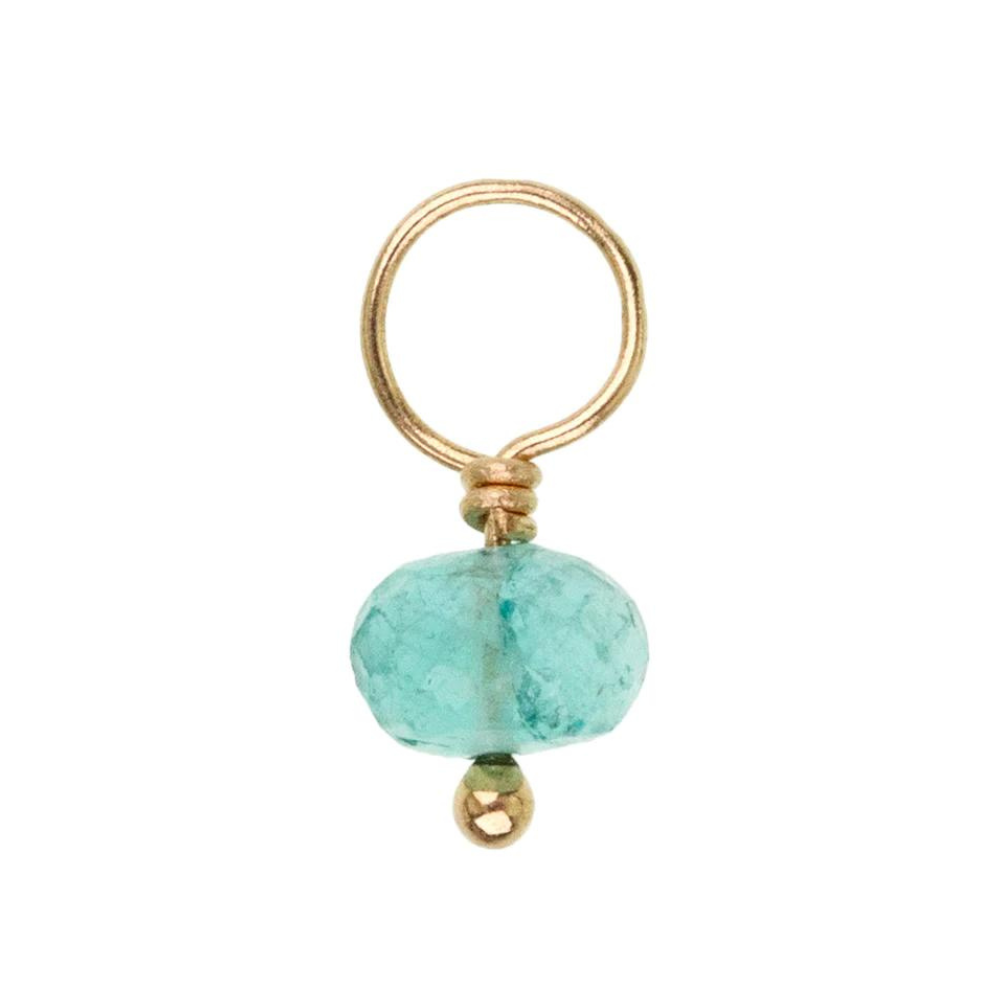 HEATHER B. MOORE 14K YELLOW GOLD APATITE FACETED RONDELLE CHARM ON WIRE