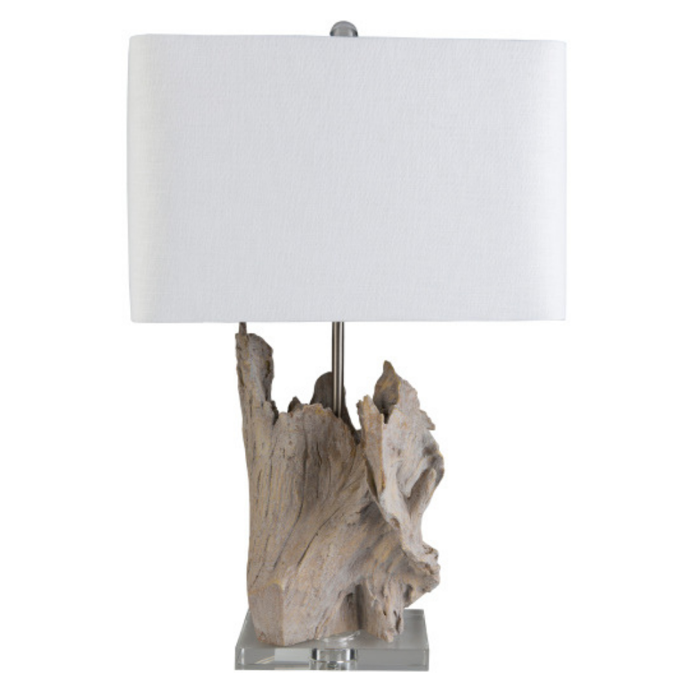 SURYA DARBY TABLE LAMP WOOD BASE WITH LINEN SHADE