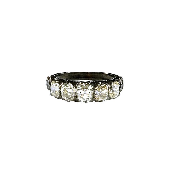 SETHI COUTURE 18K WHITE GOLD WITH RHODIUM RING BAND WITH OLD MINE CUT DIAMONDS