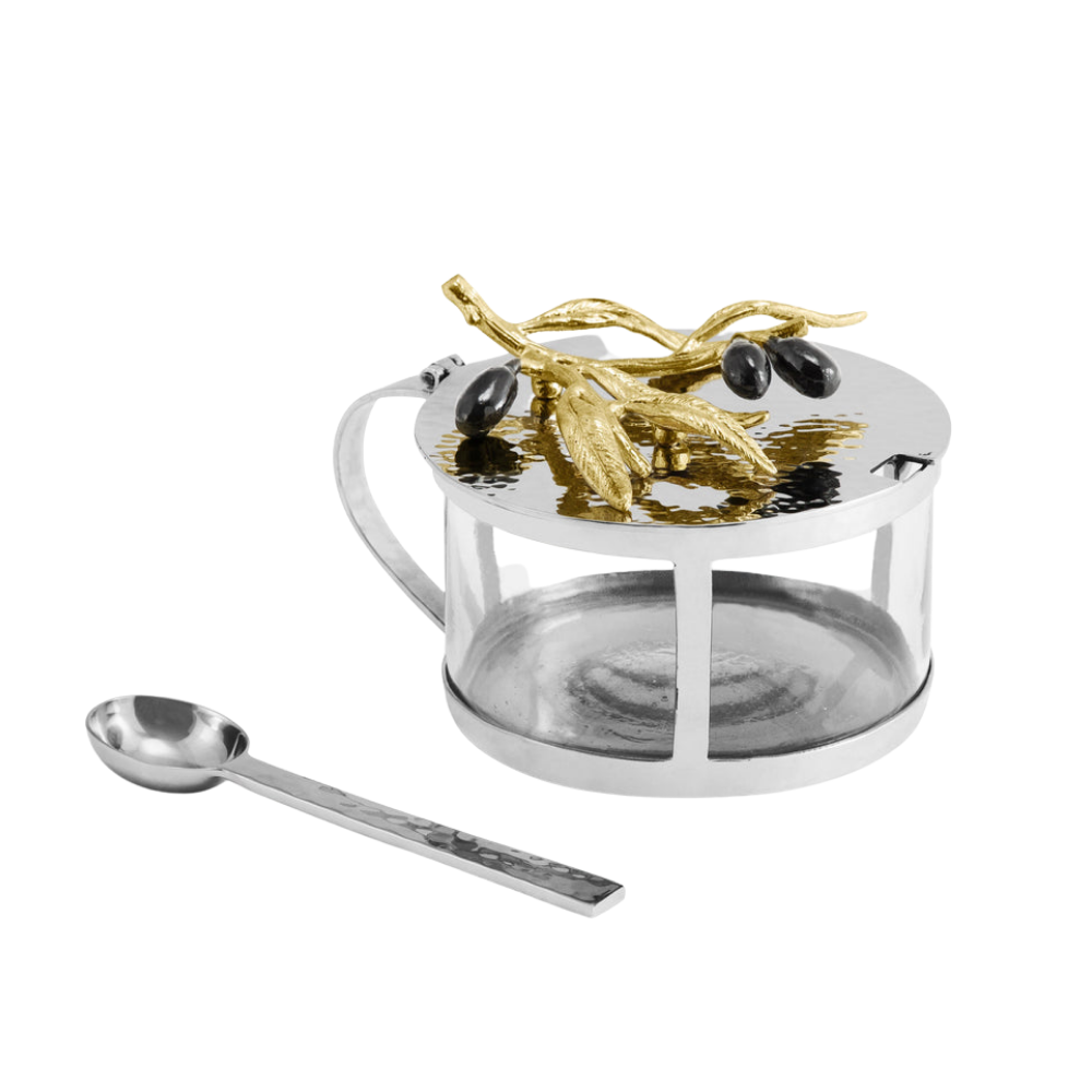 MICHAEL ARAM OLIVE BRANCH CONDIMENT CONTAINER WITH SPOON