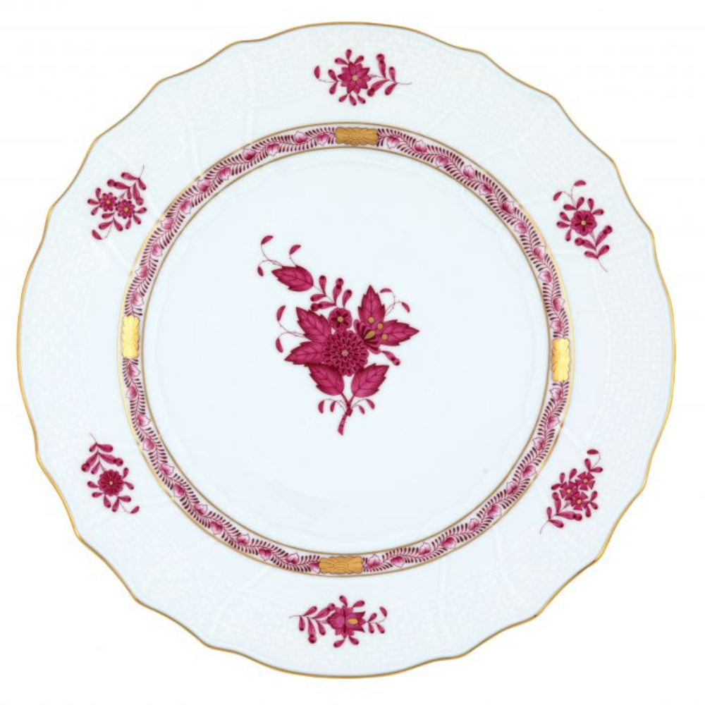 HEREND CHINSE BOUQUET DINNER PLATE - RASPBERRY
