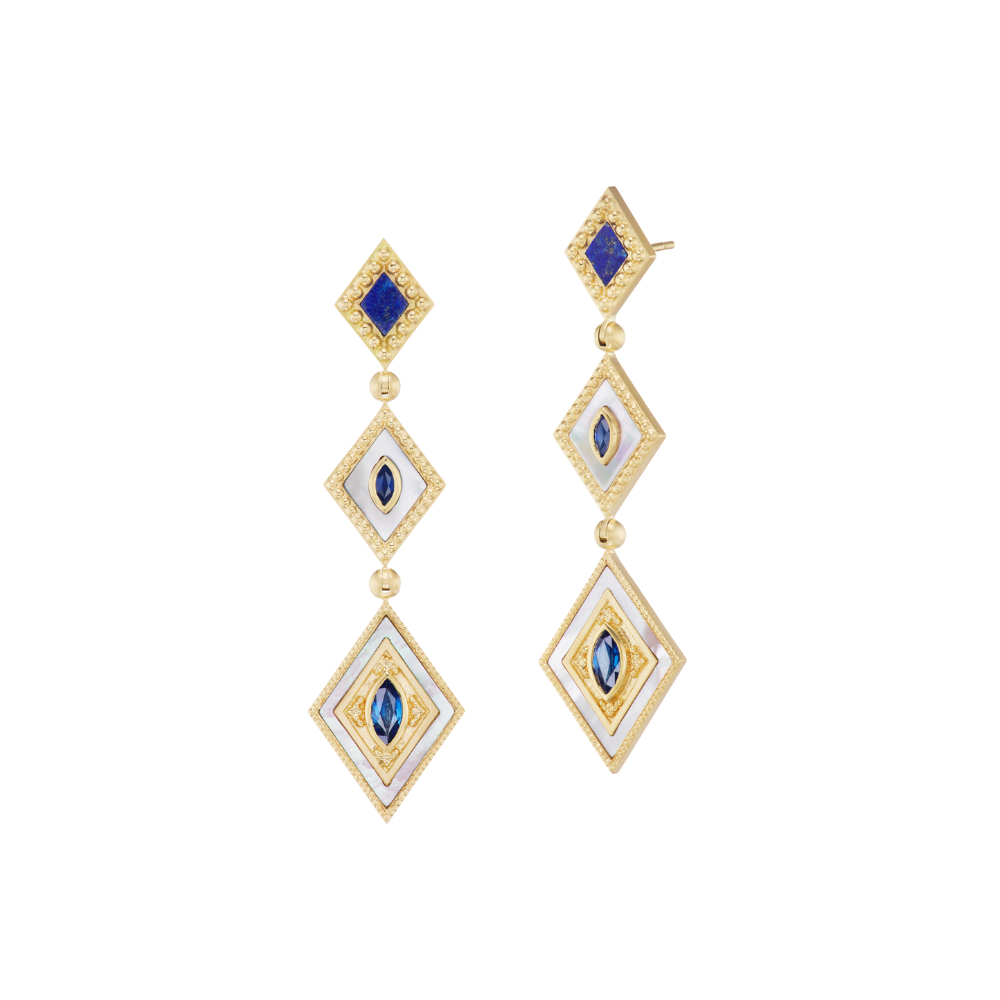 ORLY MARCEL 18K YELLOW GOLD ANJA LONG INLAY EARRINGS