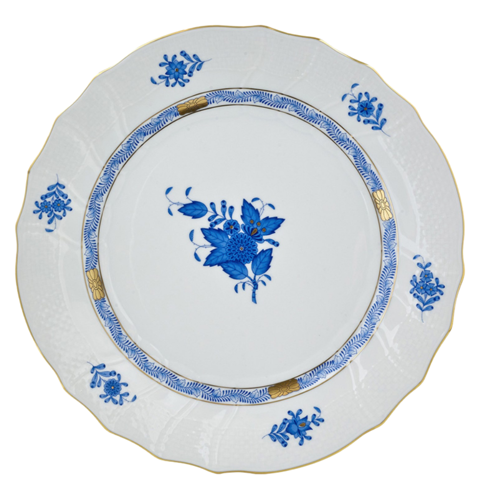HEREND CHINESE BOUQUET BLUE DINNER PLATE