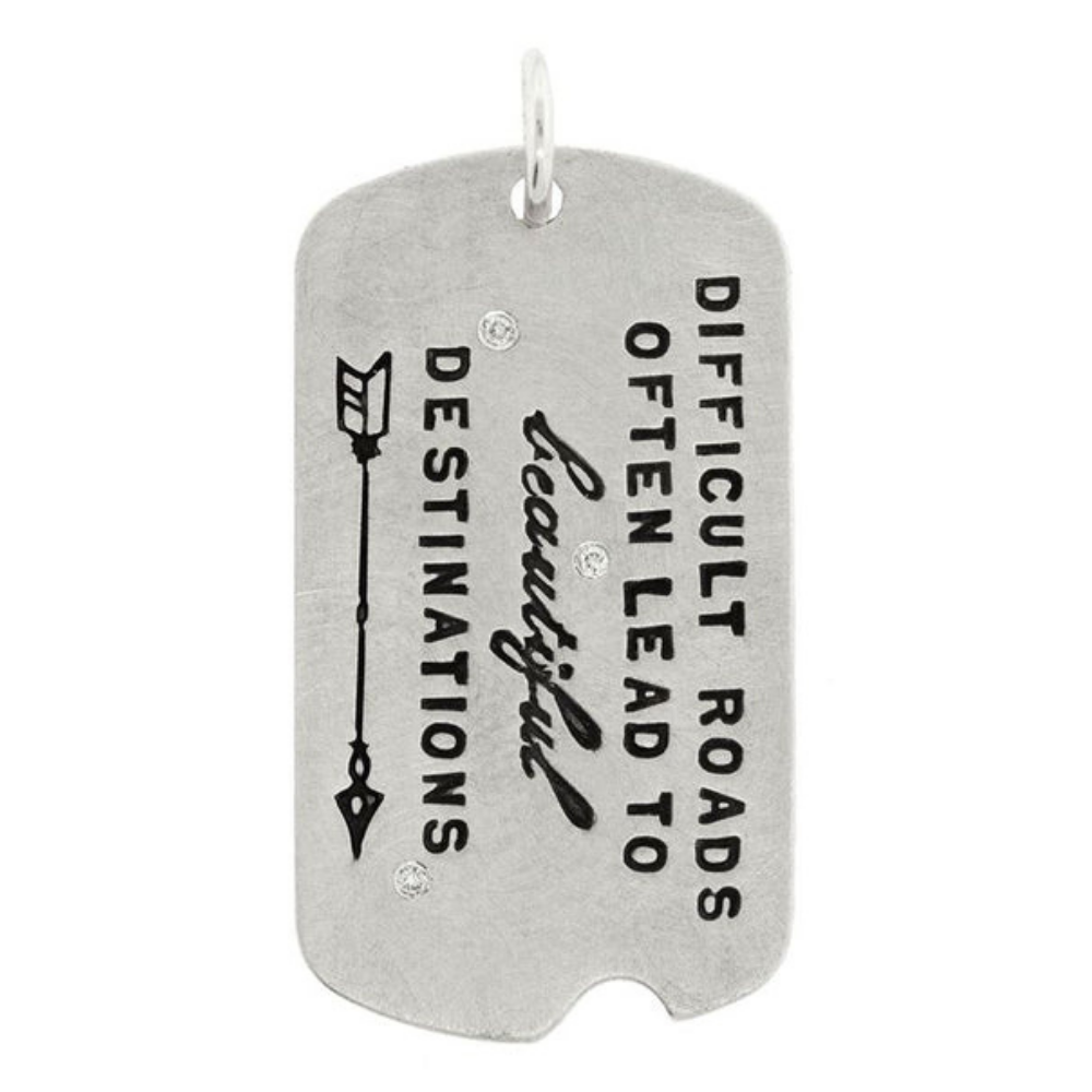 HEATHER B. MOORE DIFFICULT ROADS QUOTE DOG TAG