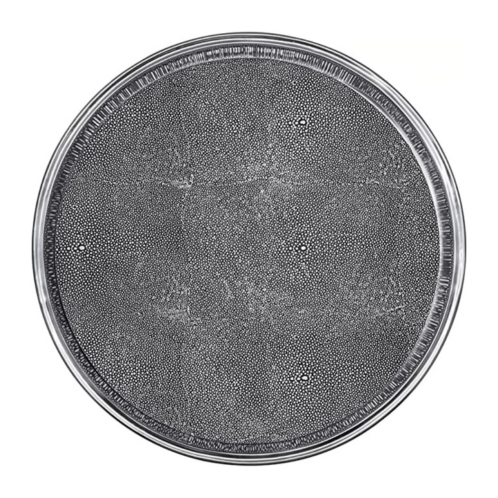 MARIPOSA ROUND METAL TRAY WITH SHAGREEN INSTERT