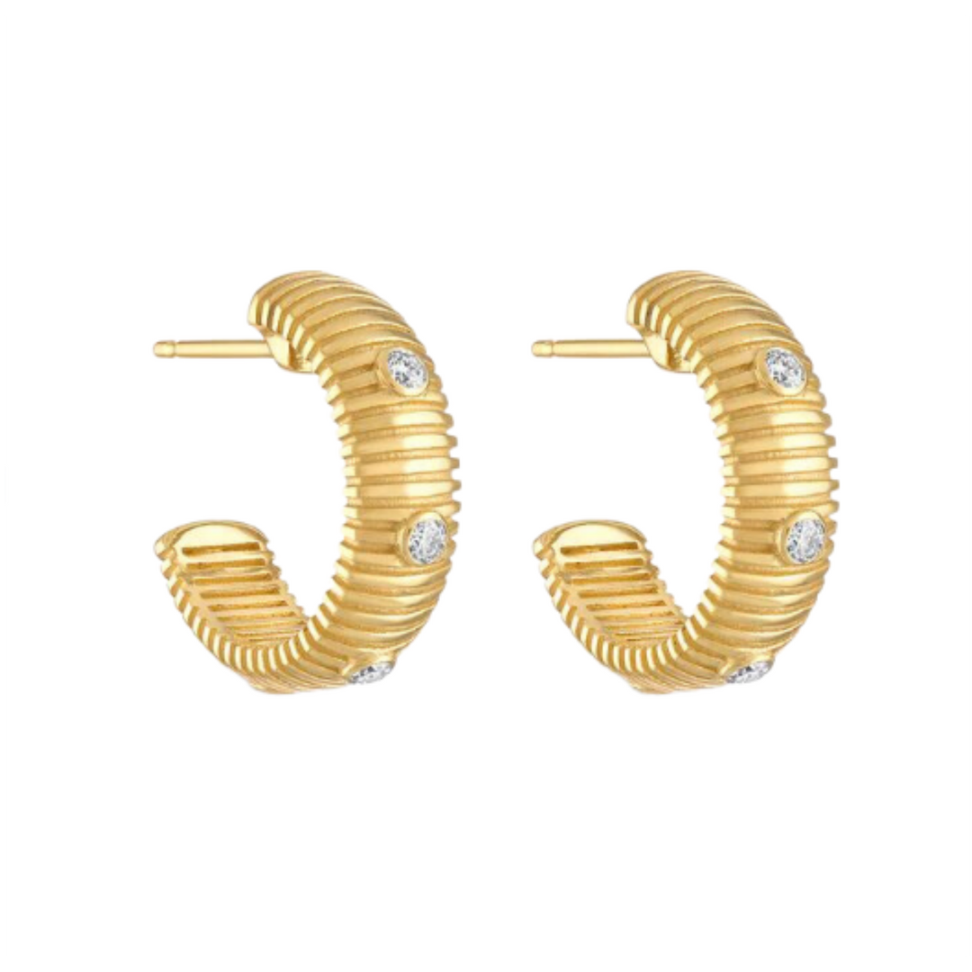 PAMELA ZAMORE SMALL CLIO DIAMOND HOOP EARRINGS