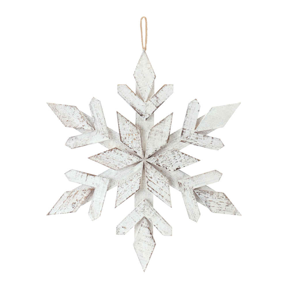 MELROSE LARGE WOODEN SNOWFLAKE ORNAMENT