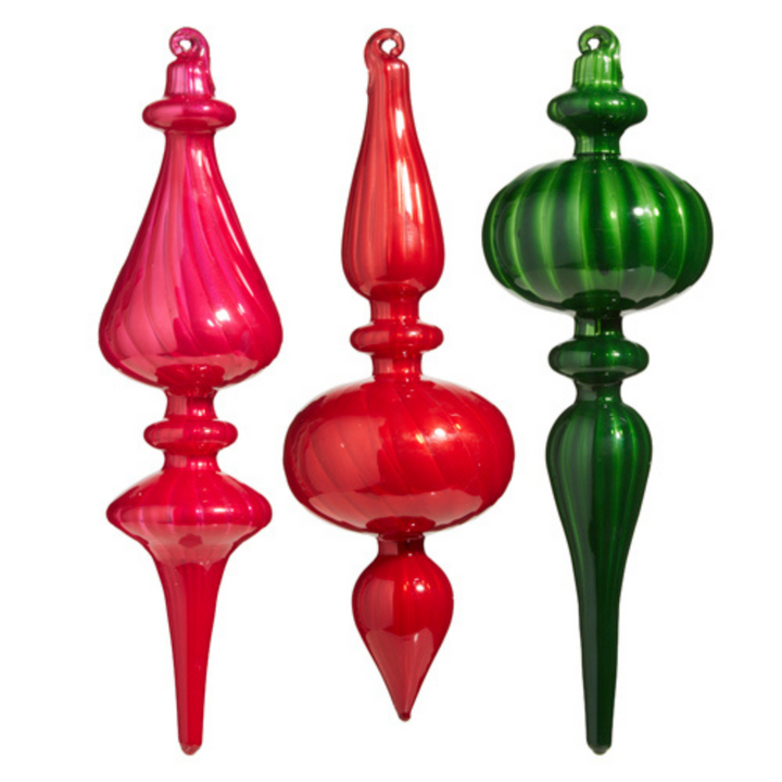 RAZ IMPORTS INDIVIDUALLY SOLD BLOWN GLASS FINIAL ORNAMENT