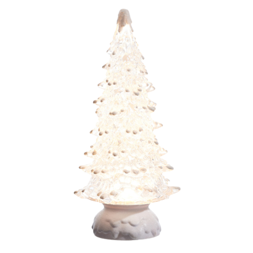 RAZ IMPORTS LIGHTED TREE WITH SNOW AND SWIRLING GLITTER