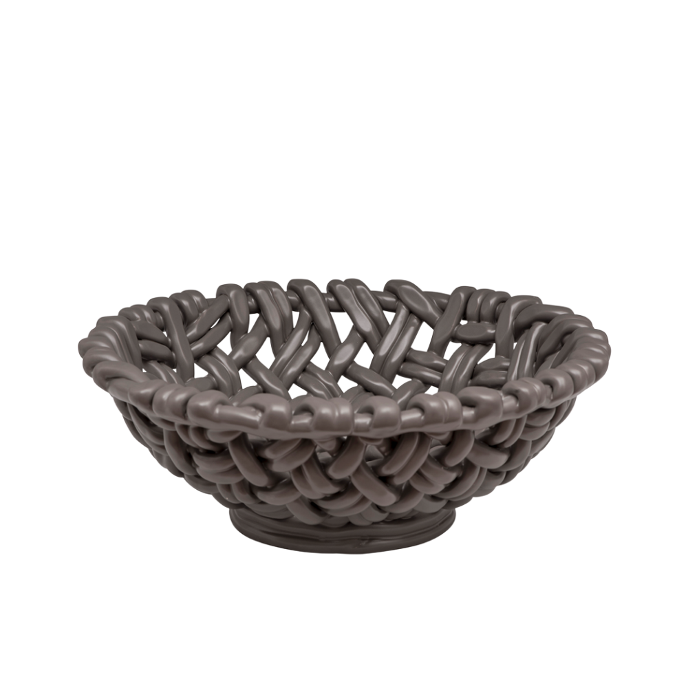 SKYROS CHARCOAL ROUND WOVEN BASKET
