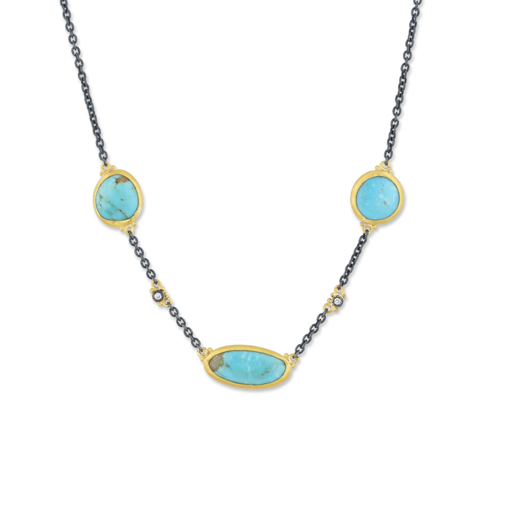 LIKA BEHAR 24K YELLOW GOLD AND OXIDIZED STERLING KATYA NECKLACE