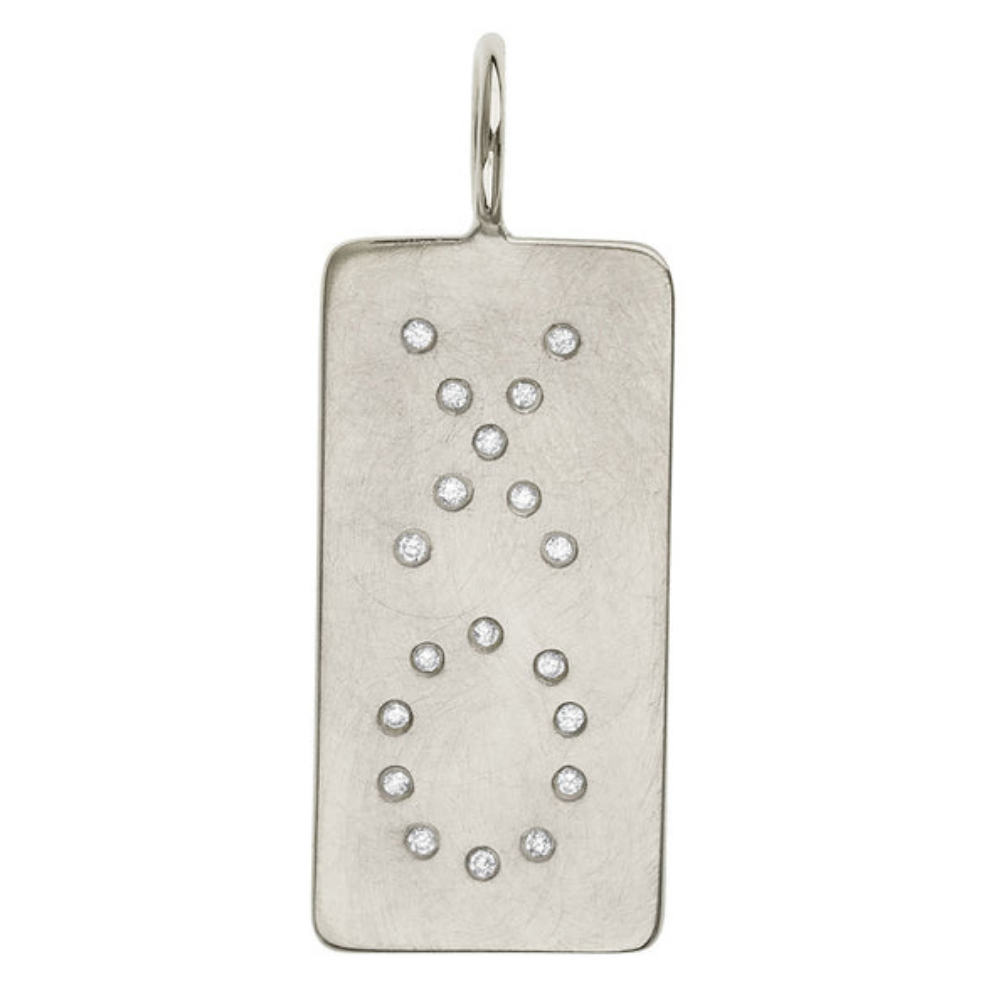 HEATHER B. MOORE STERLING SILVER DIAMOND ID TAG