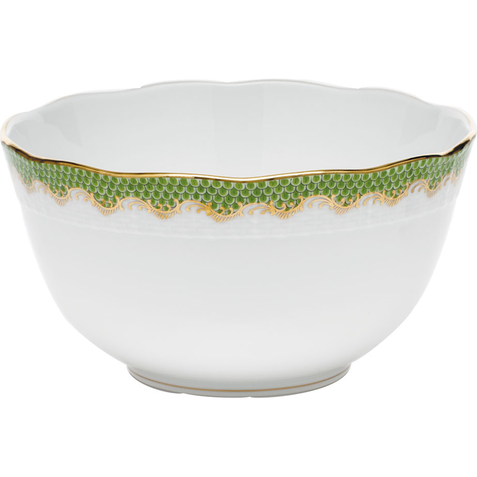HEREND FISH SCALE EVERGREEN ROUND BOWL