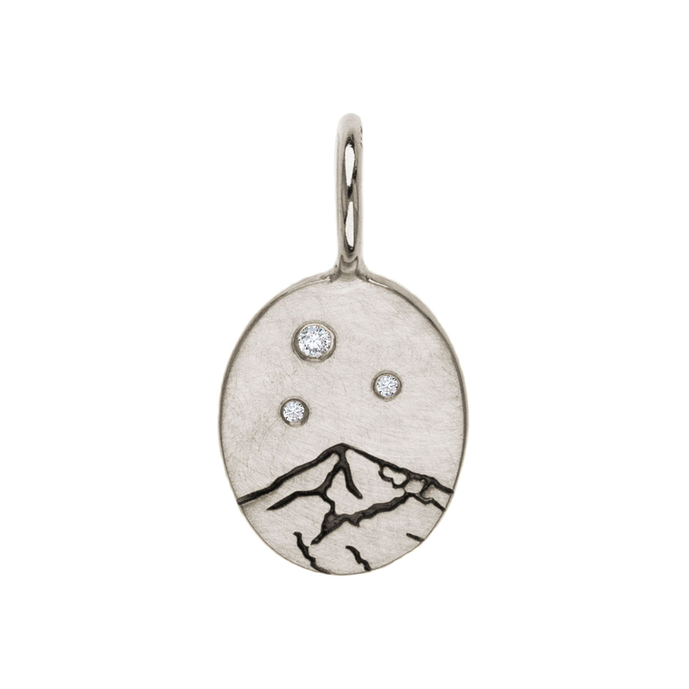 HEATHER B. MOORE STERLING SILVER MINI LONE MOUNTAIN CHARM WITH DIAMONDS